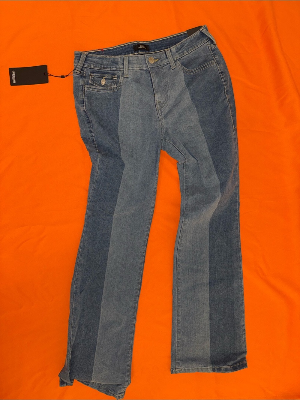 True Religion Two-Tone Blue Flare Jeans